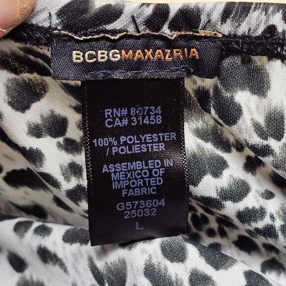 BCBG Womens Animal Print Skirt Sz Large Contrast Trim Knee Length Mob Wife Siren - Picture 4 of 8